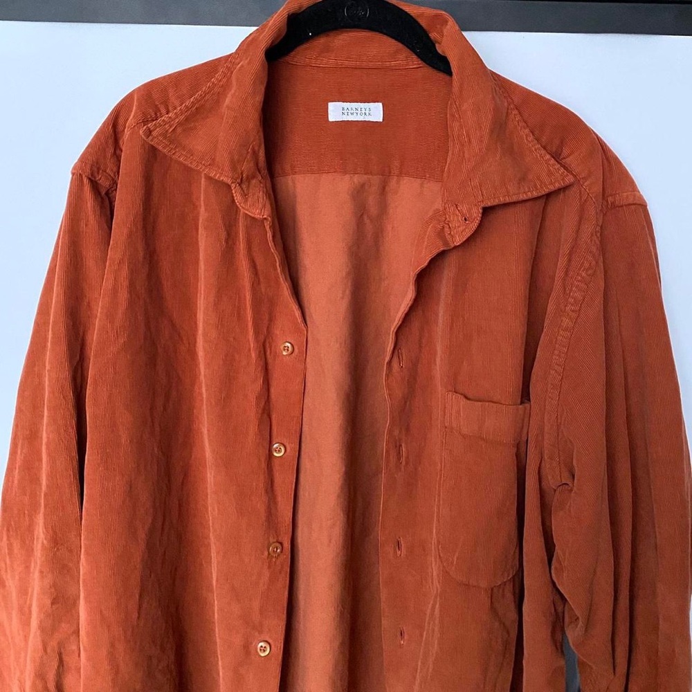 Luxury Orange Button Down Lightweight Corduroy Fl… - image 1